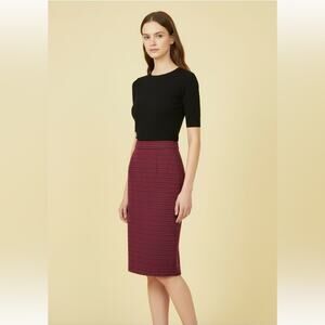 Caractere Size 2 Pencil Skirt Red Purple Careercore Elegant Heritage European